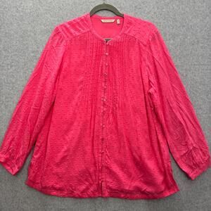 Soft‎ Surroundings Swiss Dot Button Blouse Sz XLP Pink Soft Girl Coquette Dainty